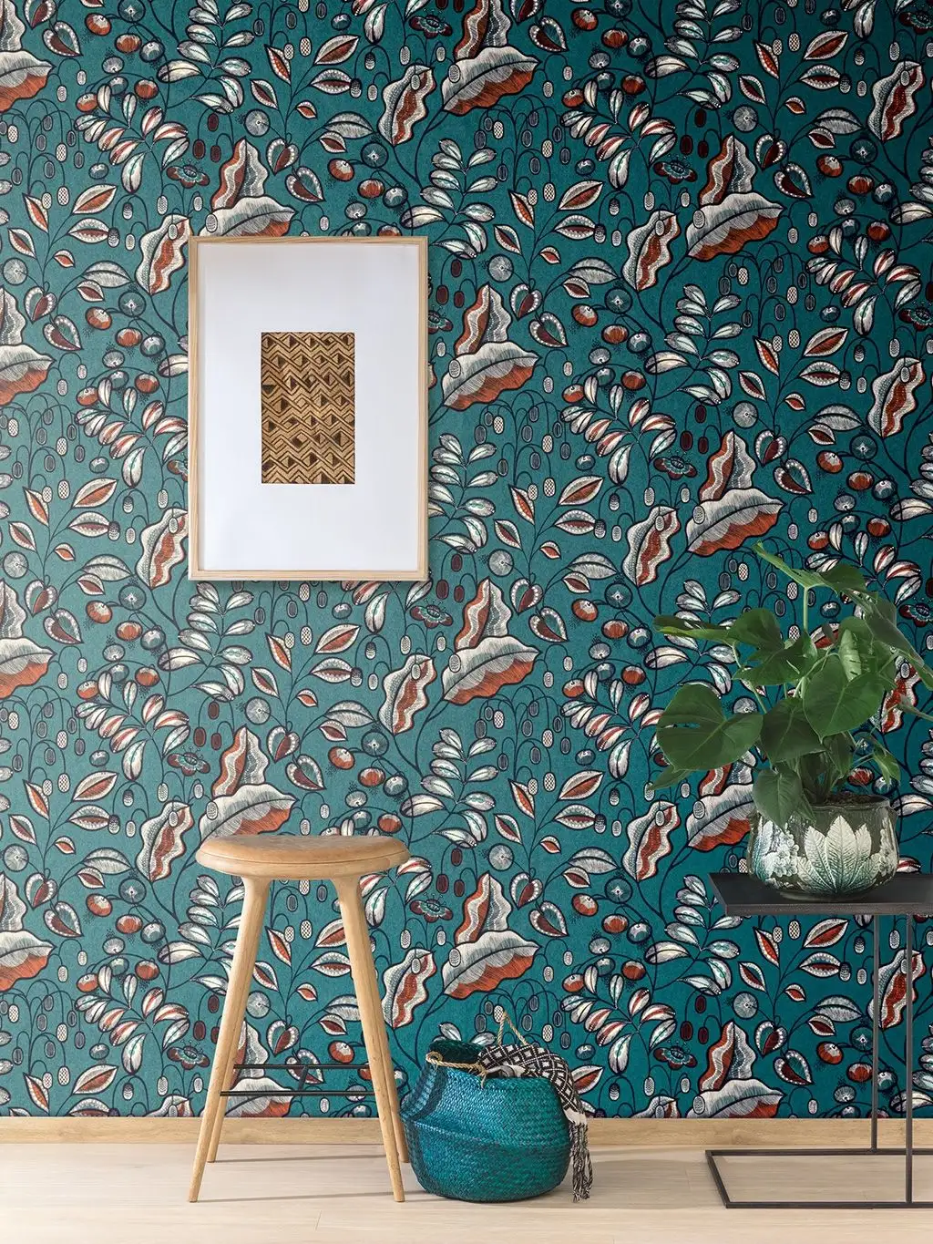 BAHIA PINE - Blumen - Blätter - Grün - Orange - Schwarz - Weiß - Masureel