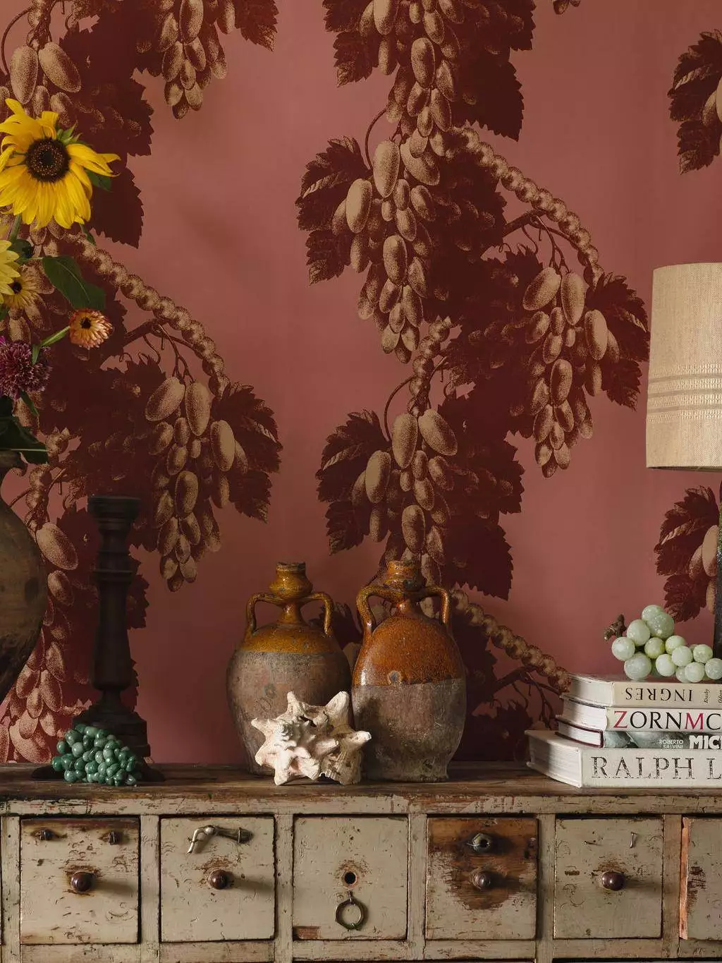 Pink Pearl - Blätter - Früchte - Obst - Ranken - Grau - Rosa - Weinrot - Lisa Bengtsson