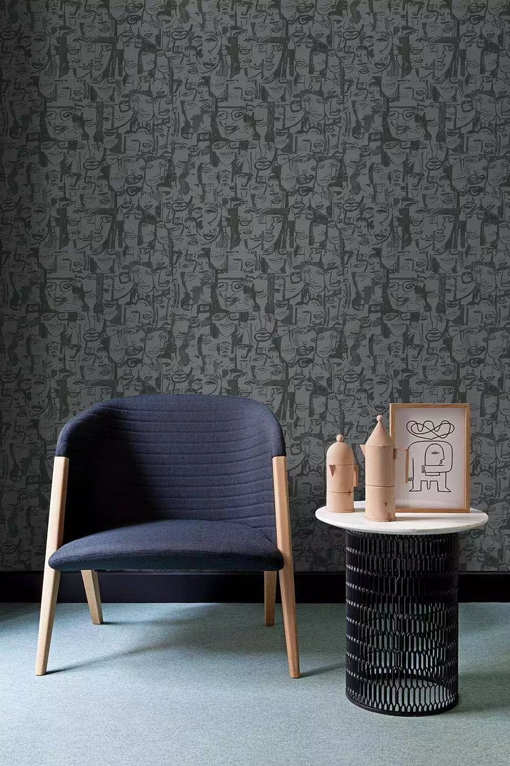 Caras Tres, col.02 - Gesichter - Zeichnungen - Anthrazit - Grau - Tres Tintas