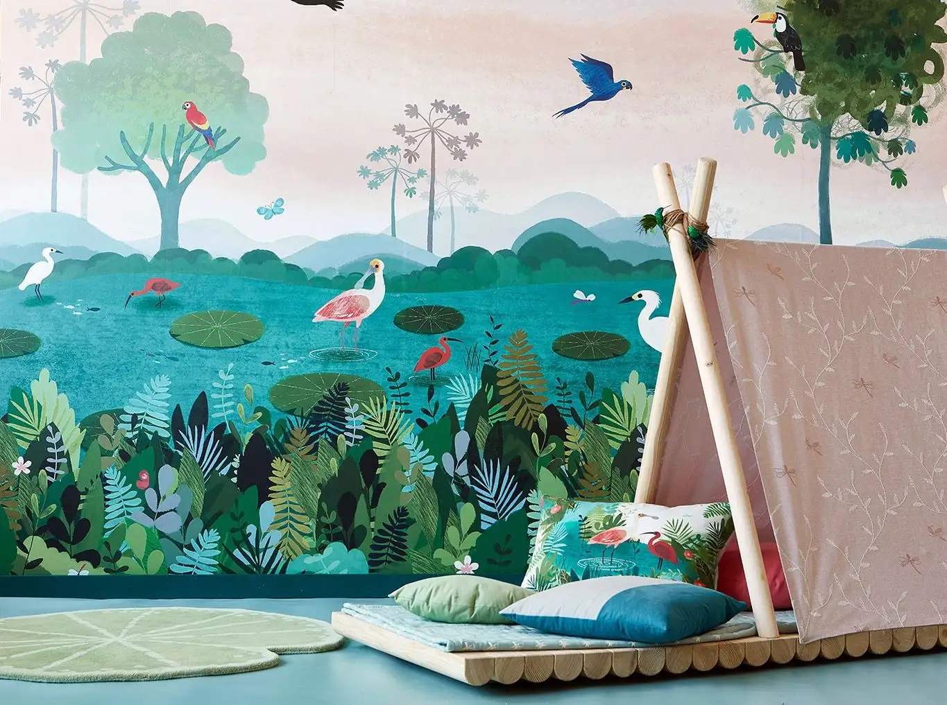 Tapete Dusky Amazon  - Bäume - Landschaft - Tier Tapeten - Multicolor - ROMO