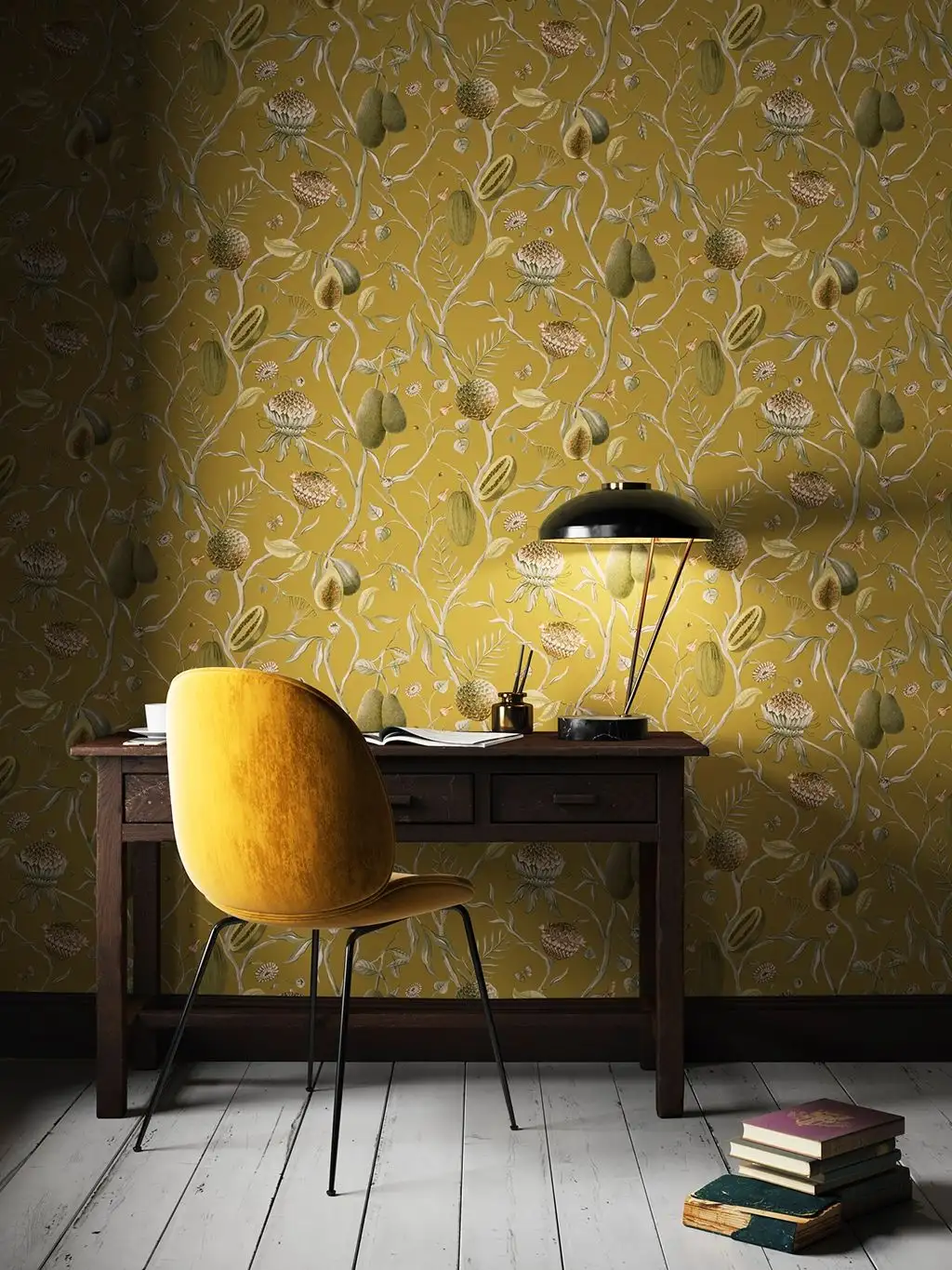 Papaya, Jungle - Blumen - Blätter - Früchte - Tier Tapeten - Äste - Multicolor - Masureel