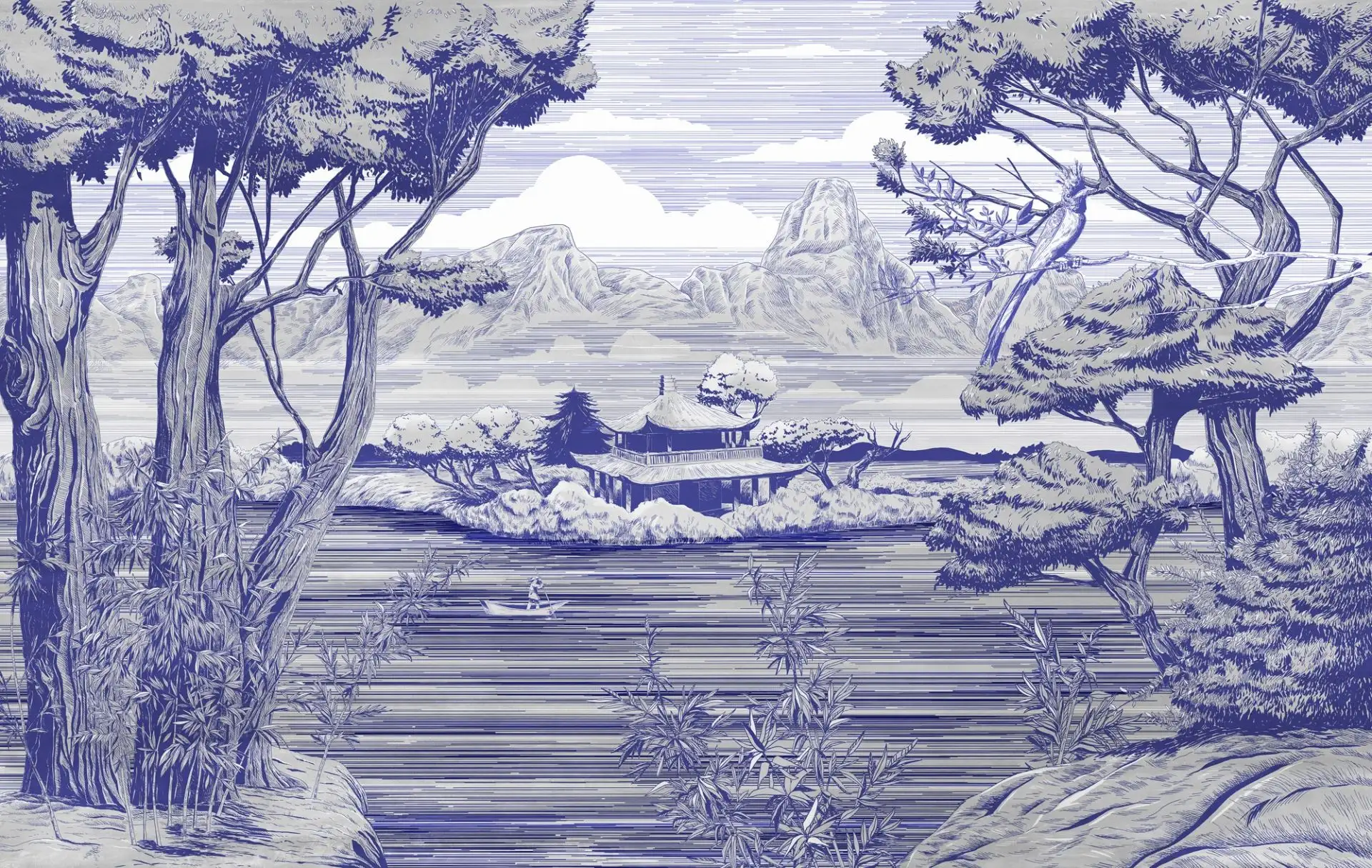 Sho, col.01 - Landschaft - Äste - Blau - Tecnografica