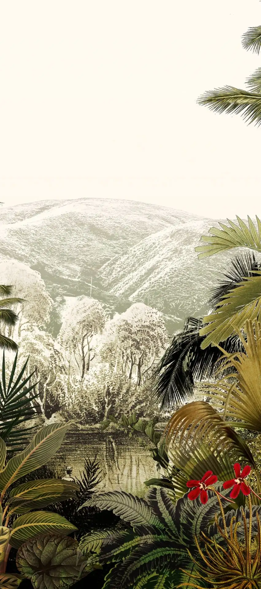 DISCOVER OASIS, col. 02 - Blumen - Blätter - Bäume - Landschaft - Tapeten mit Vogelmotiven - Tier Tapeten - Multicolor - Masureel