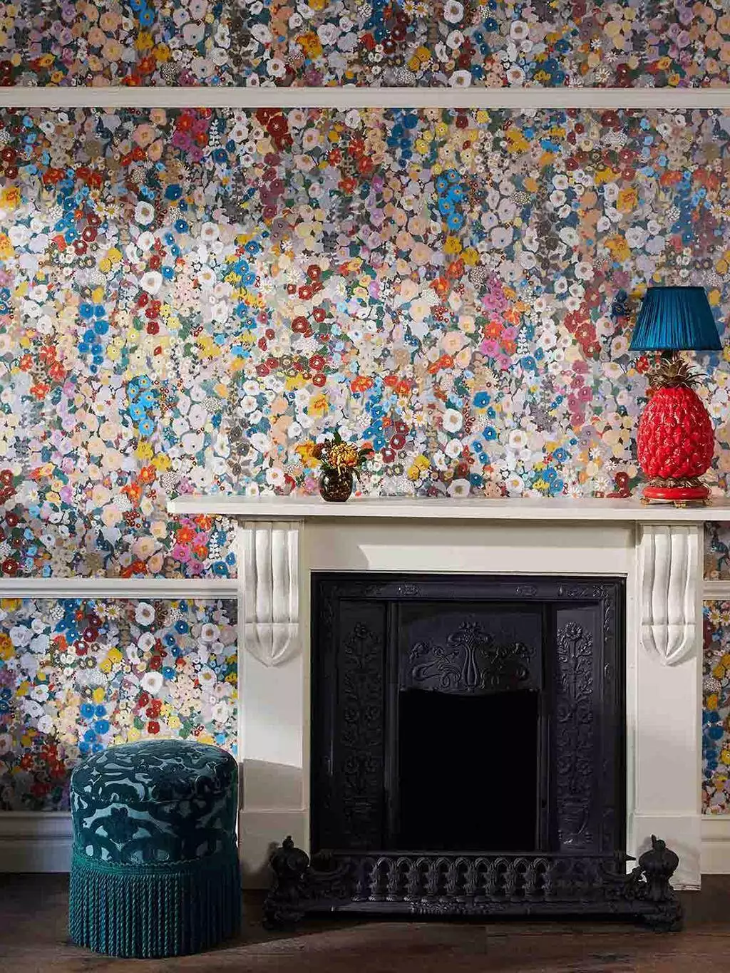 Hollyhocks Wallpaper, Autumn - Multicolor - House of Hackney