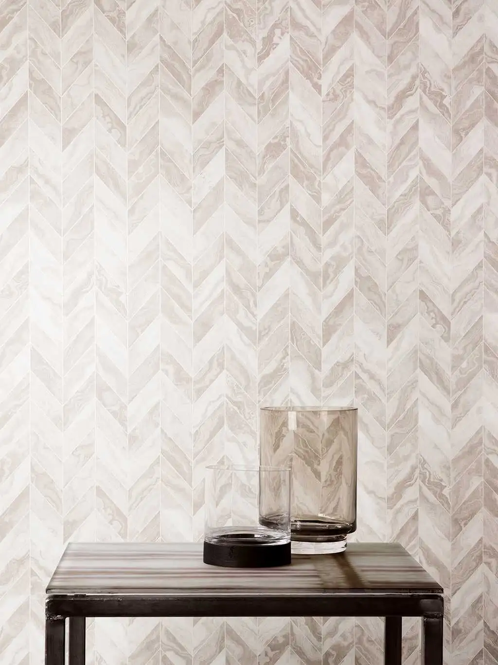 Gema, Almond - Steinoptik - Zickzack - Hellbraun - Perlmutt - Weiß - Masureel