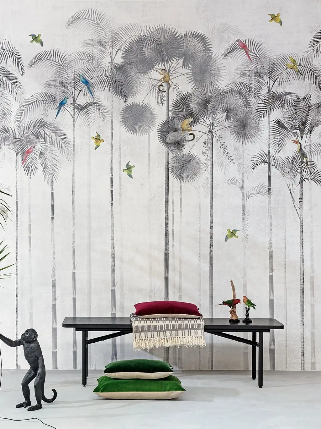 Jungle moon, col. 1 - Blätter - Bäume - Landschaft - Tapeten mit Vogelmotiven - Tier Tapeten - Multicolor - Masureel