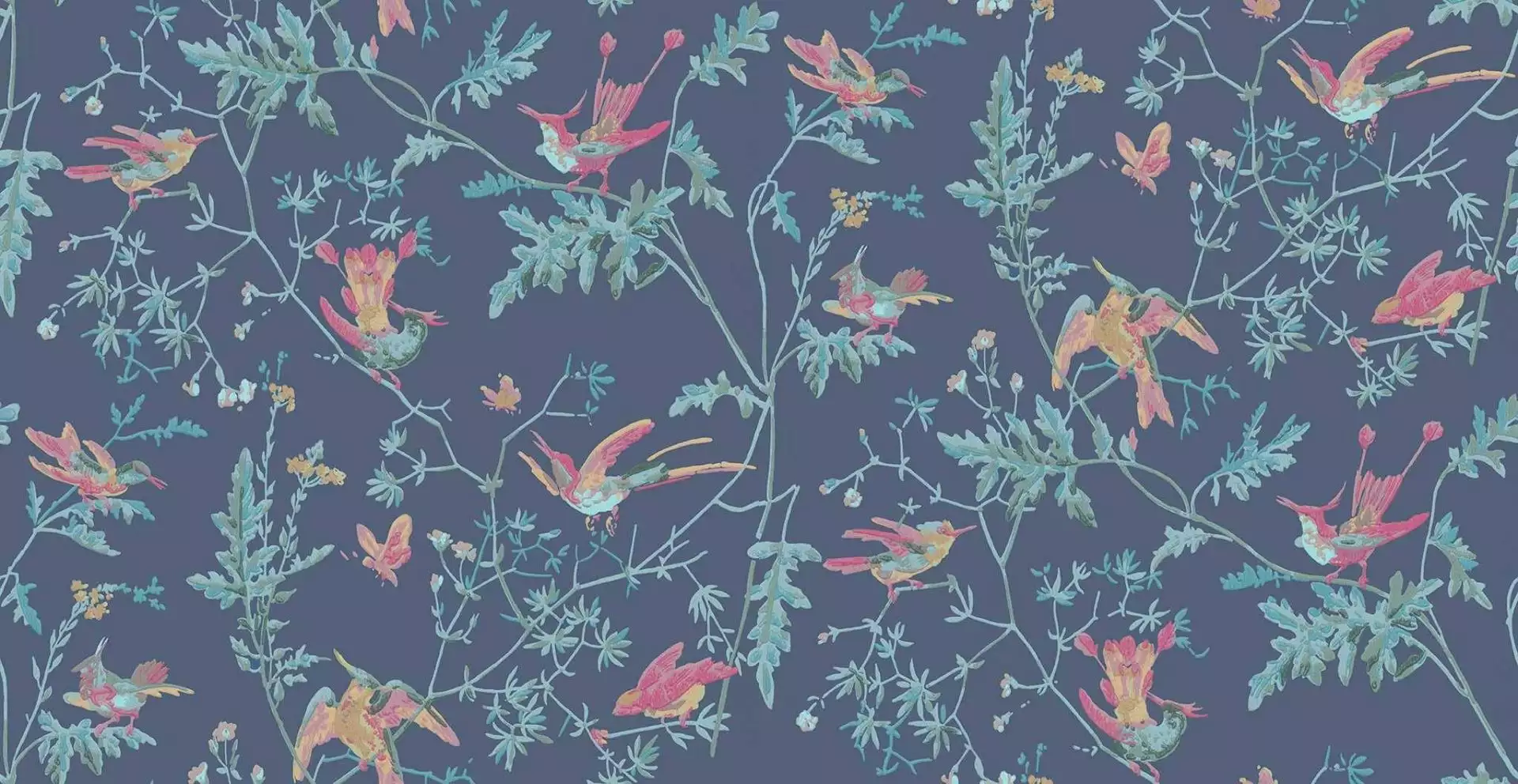 Hummingbirds, col. 68 - Blumen - Tapeten mit Vogelmotiven - Tier Tapeten - Anthrazit - Multicolor - Cole & Son