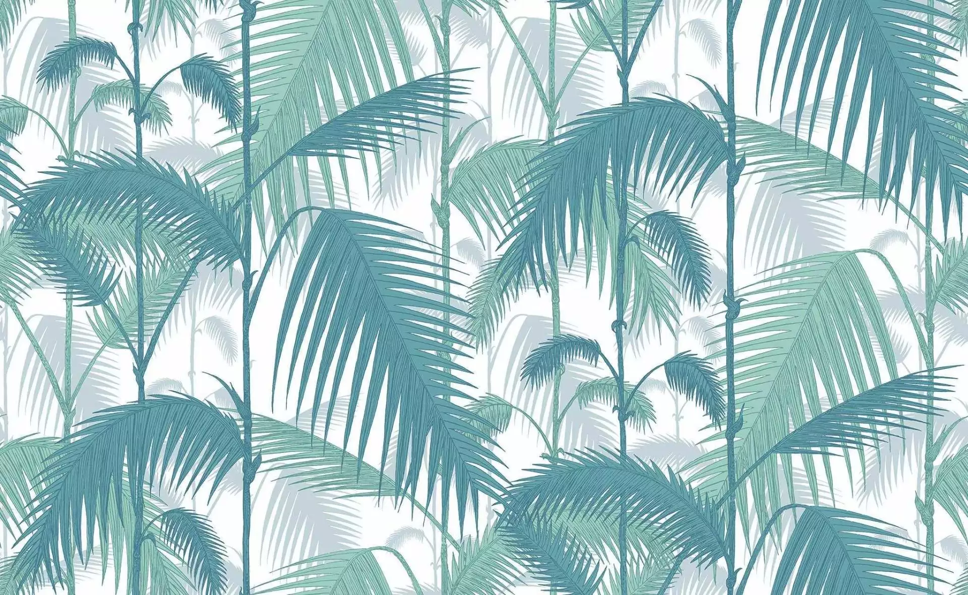 Palm Jungle, col. 02 - Blätter - Creme - Grün - Petrol - Cole & Son