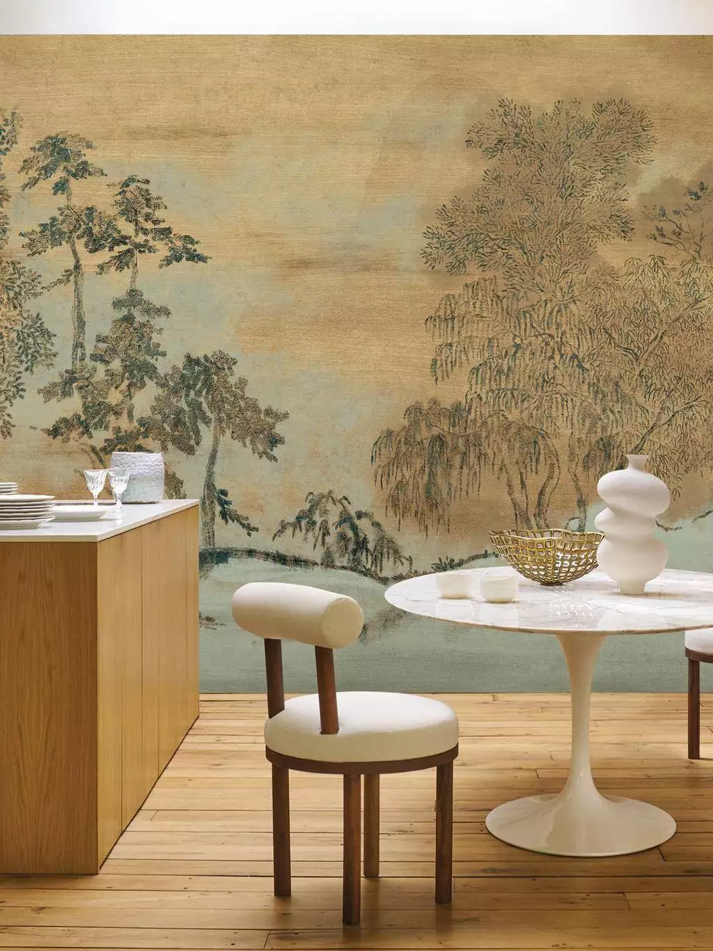 Koraku, col. 0202 - Bäume - Fauna - Landschaft - Wald - Creme - Gold - Hellbraun - Multicolor - Casamance