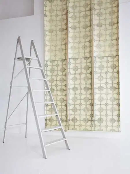 Thailand Lino Tiles, yellow - Fliesen - Kachel &amp - Kreise - Grau - Rosa - Deborah Bowness