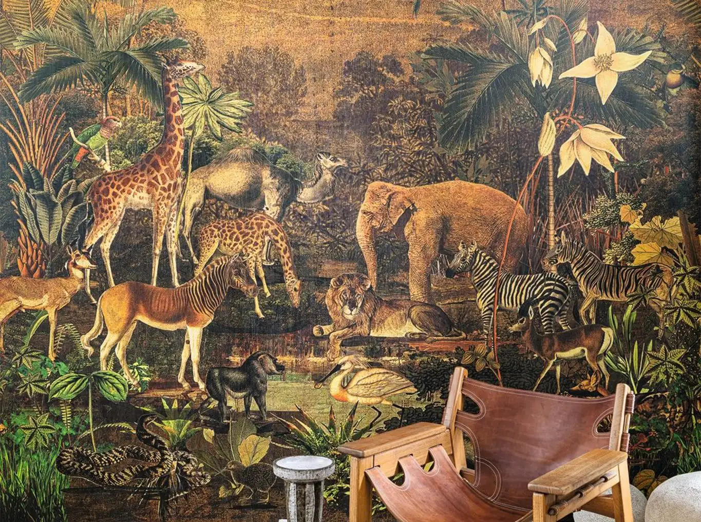 Panoramique Tanzania - Blumen - Blätter - Bäume - Tapeten mit Vogelmotiven - Tier Tapeten - Multicolor - Casamance