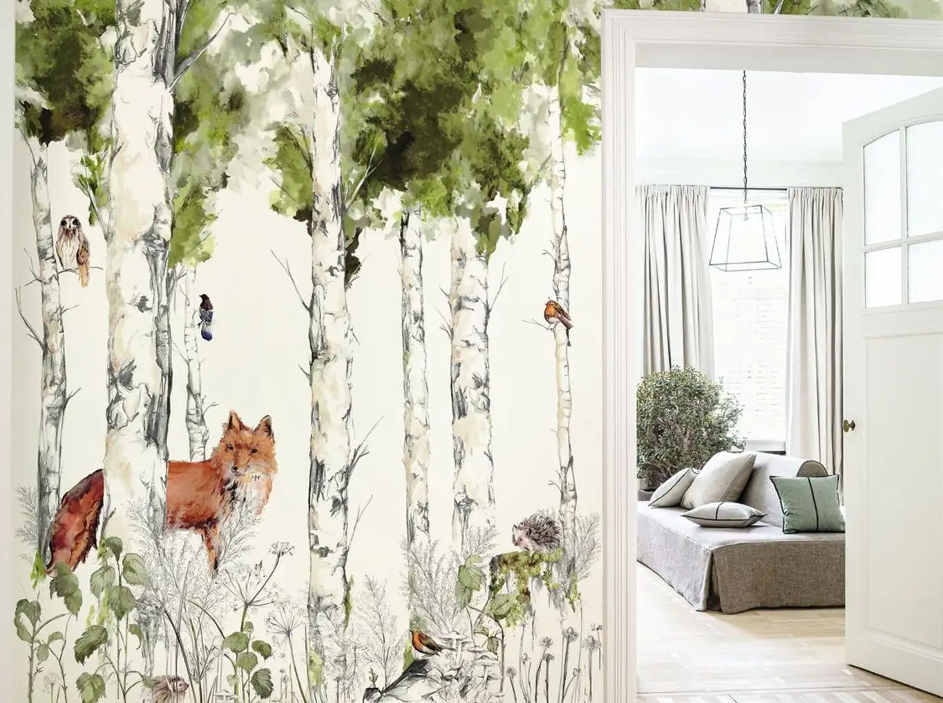 Panoramique Sylvania - Bäume - Tapeten mit Vogelmotiven - Tier Tapeten - Multicolor - Casamance