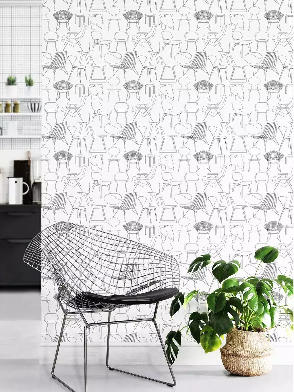 Sitting Comfortably, snow 'colour me' - Möbel - Zeichnungen - Schwarz - Schwarz und Weiß - Weiß - Mini Moderns