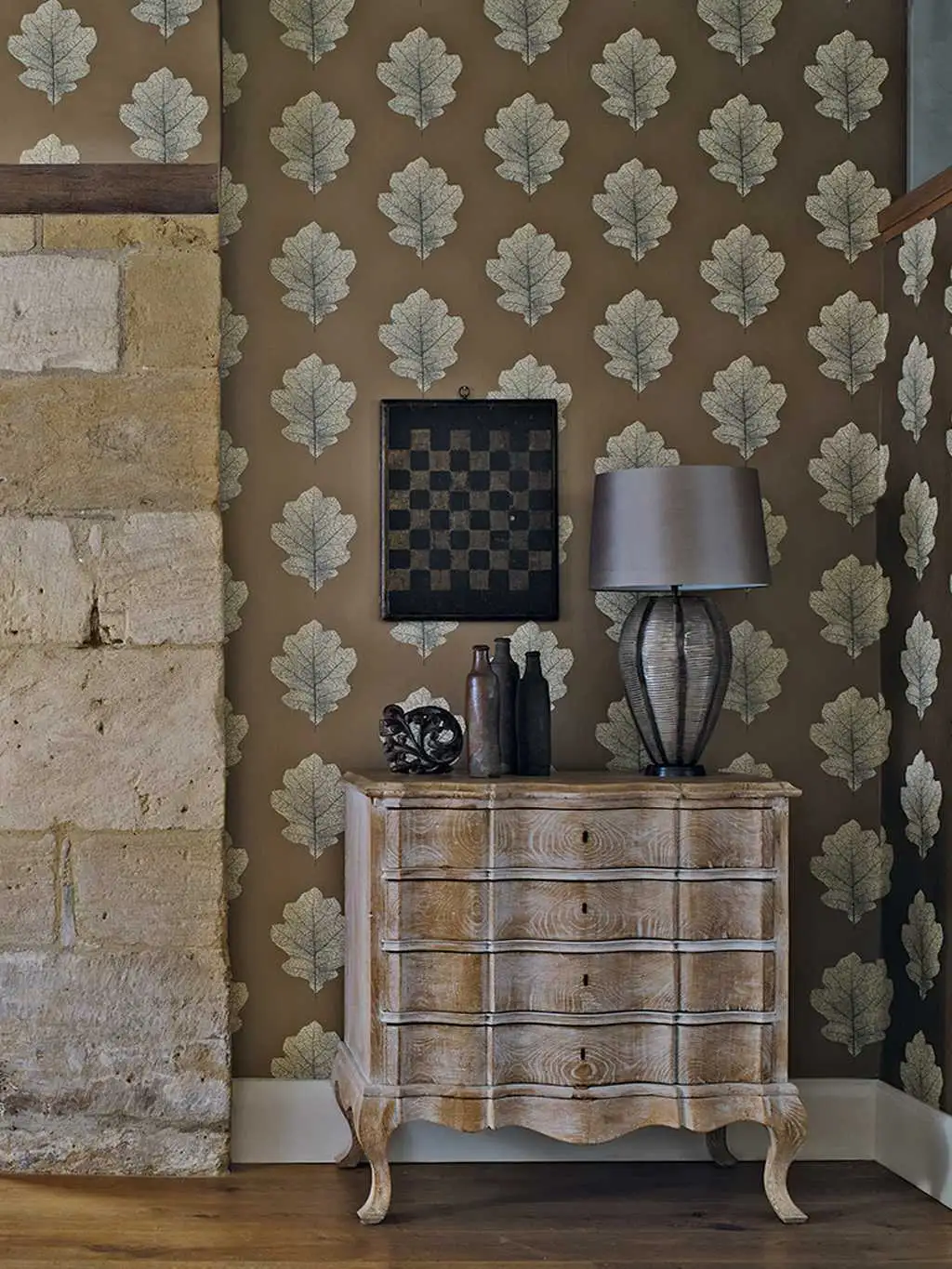 Oak Filigree, col.01 - Blätter - Anthrazit - Braun - Bronze - Creme - Sanderson 