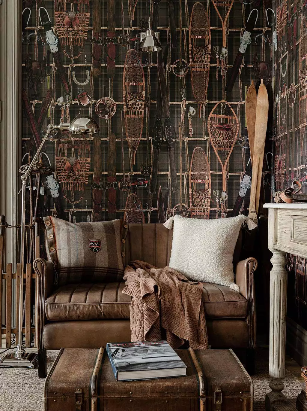 Vintage Skiing Wallpaper - FotoTapeten - Gegenstände - Moderne Muster - Multicolor - Mindthegap