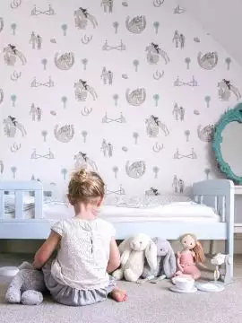 Horse Tales, White, Turquoise and Grey