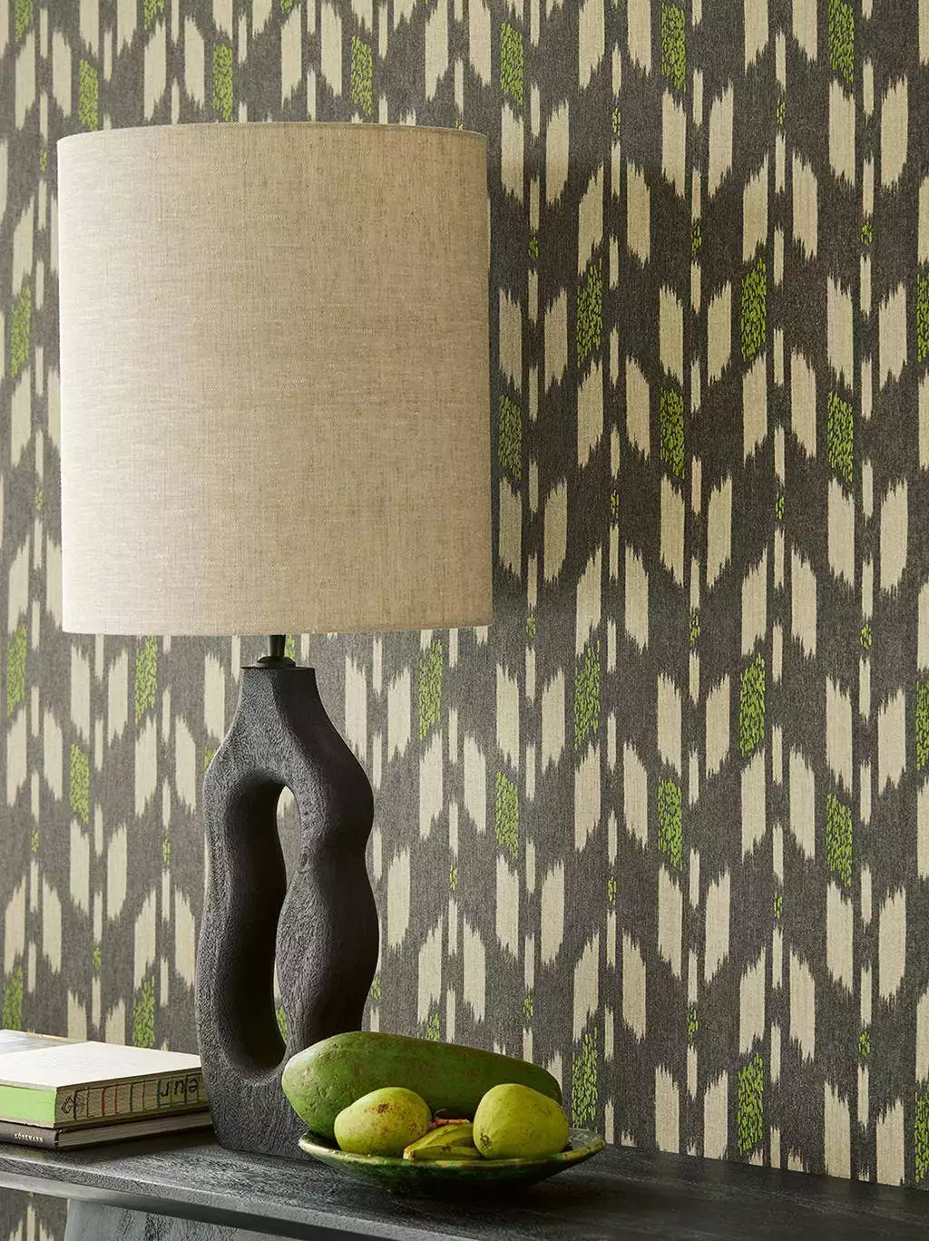 Solange texture, col. 04 - Moderne Muster - Anthrazit - Creme - Grün - Eijffinger