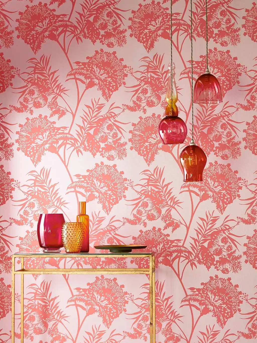 Bavero, col. 6 - Blumen - Blätter - Bronze - Rot - Sanderson 