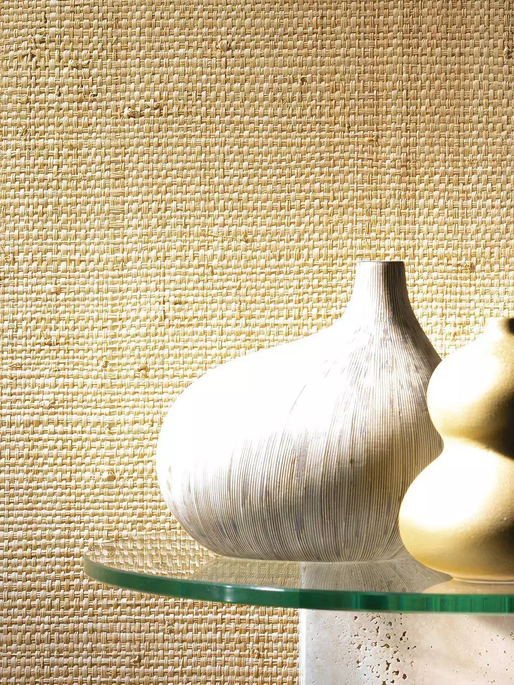 Komba, col. 04 - Naturfaser - Struktur - Textil & NaturTapeten - Creme - Hellbraun - Casamance