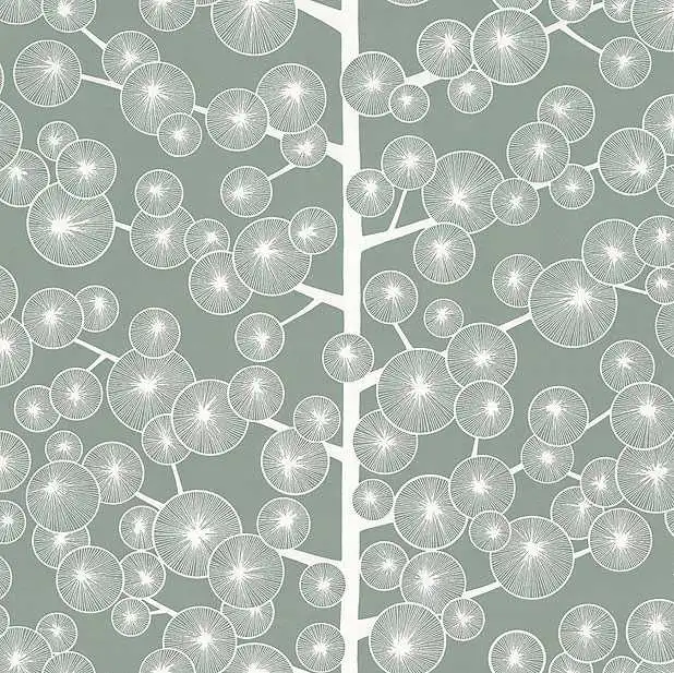 Cotton Tree, col.04 - Bäume - Kreise - Grau - Hellgrün - Weiß - MissPrint