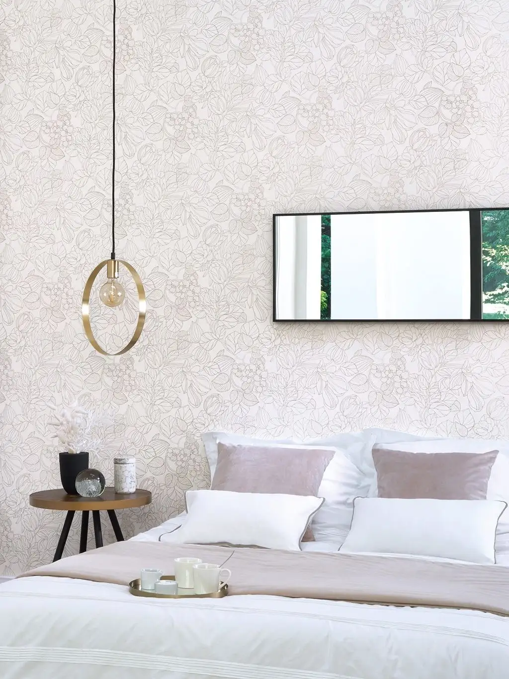 Gravure, col. 10 - Blumen - Blätter - Silber - Weiß - Casadeco