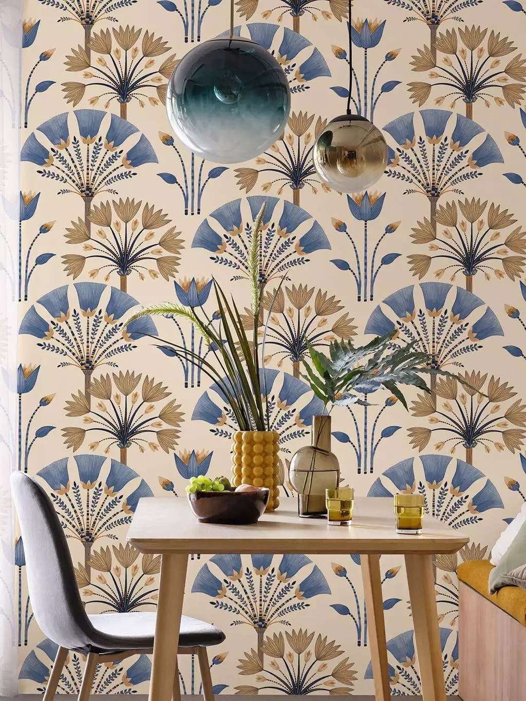 Majestic, col. 42 - Bögen - Florale Muster - Fächer - Beige - Blau - Gold - Hellblau - Hellbraun - Caselio