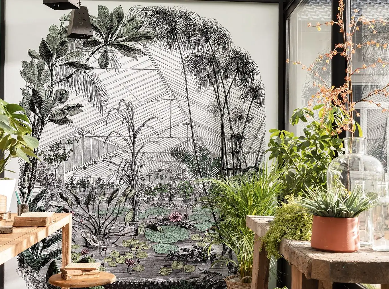 JARDIN D HIVER - Blumen - Blätter - Bäume - Landschaft - Multicolor - Caselio