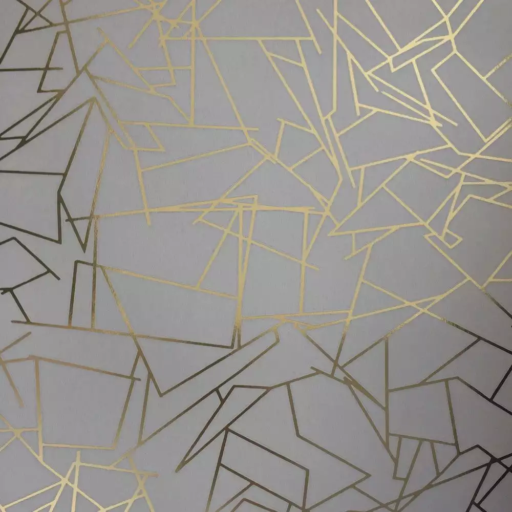 Tapete Angles in gold, zinc grey - Ornamente Tapeten - Gold - Grau - Erica Wakerly