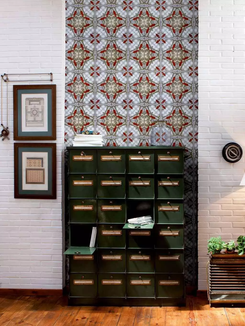 Art Deco - Fliesen - Kachel &amp - Creme - Grau - Olive - Rot - COORDONNÈ