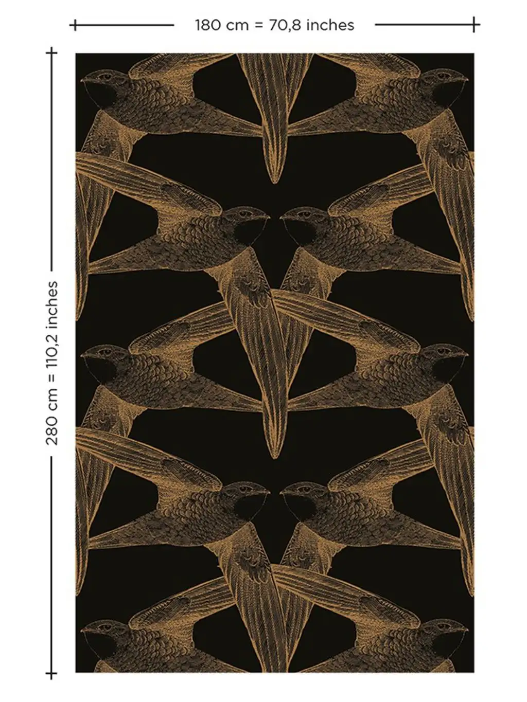 Birds, black - Tapeten mit Vogelmotiven - Gold - Schwarz - Bien Fait