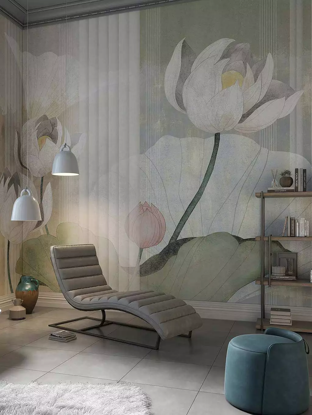 Nympheas - Blumen - Florale Muster - Linie - Multicolor - Tecnografica