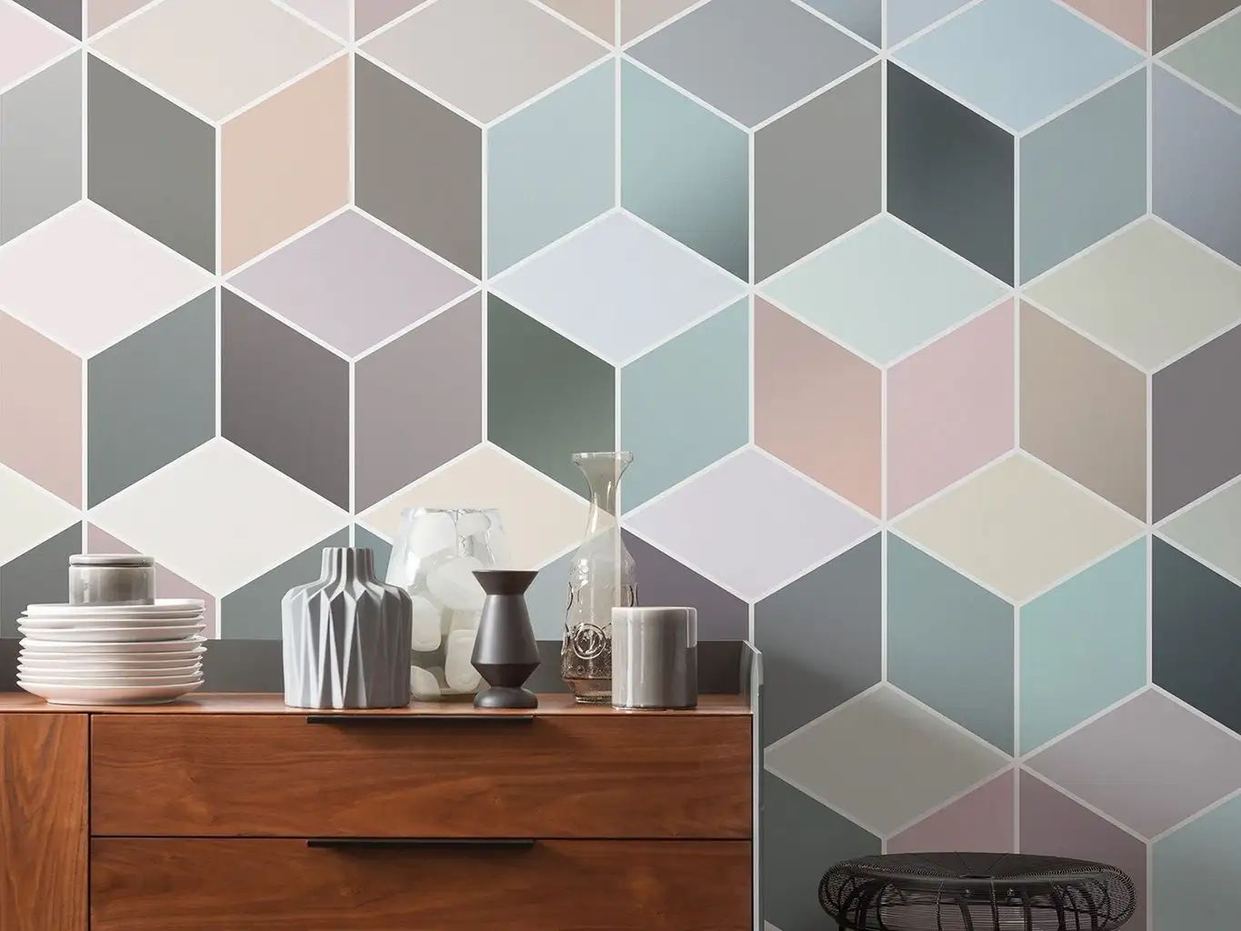 CUBES PASTEL - Graphisch - Multicolor - Komar.Vlies