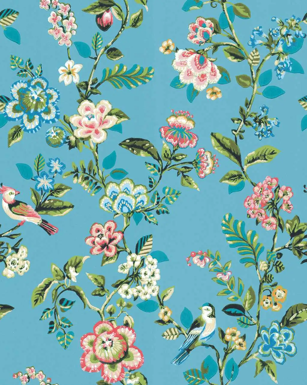 Botanical Print, col.02 - Blätter - Tapeten mit Vogelmotiven - Multicolor - Türkis - Pip Studio