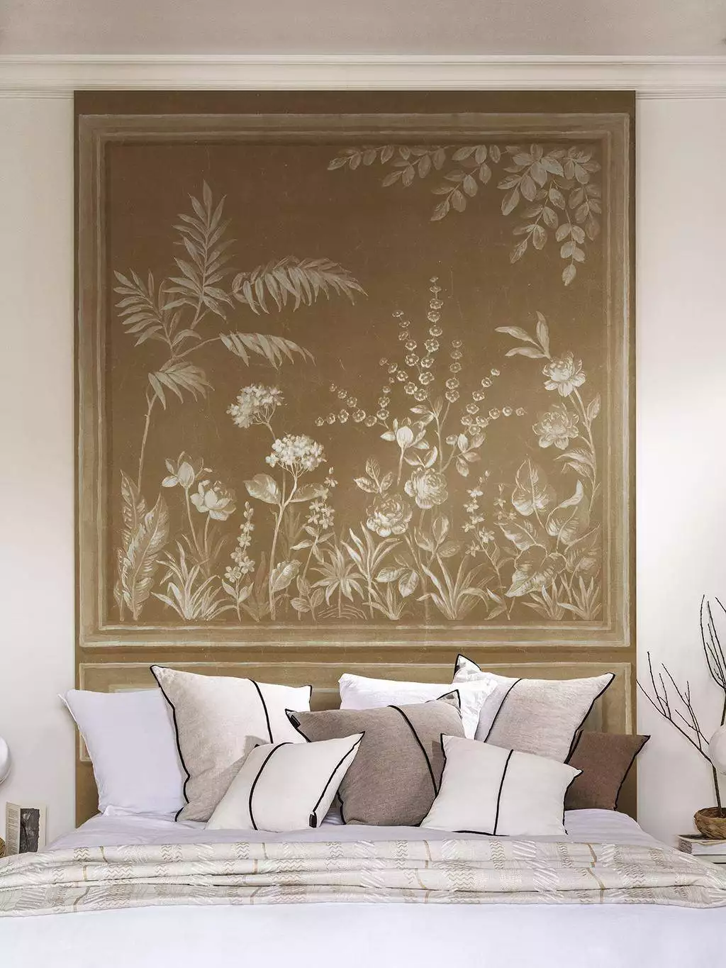 Trianon Metal, col. 02 - Blumen - Blätter - Florale Muster - Gras - Metallic - Hellbraun - Silber! - Casamance