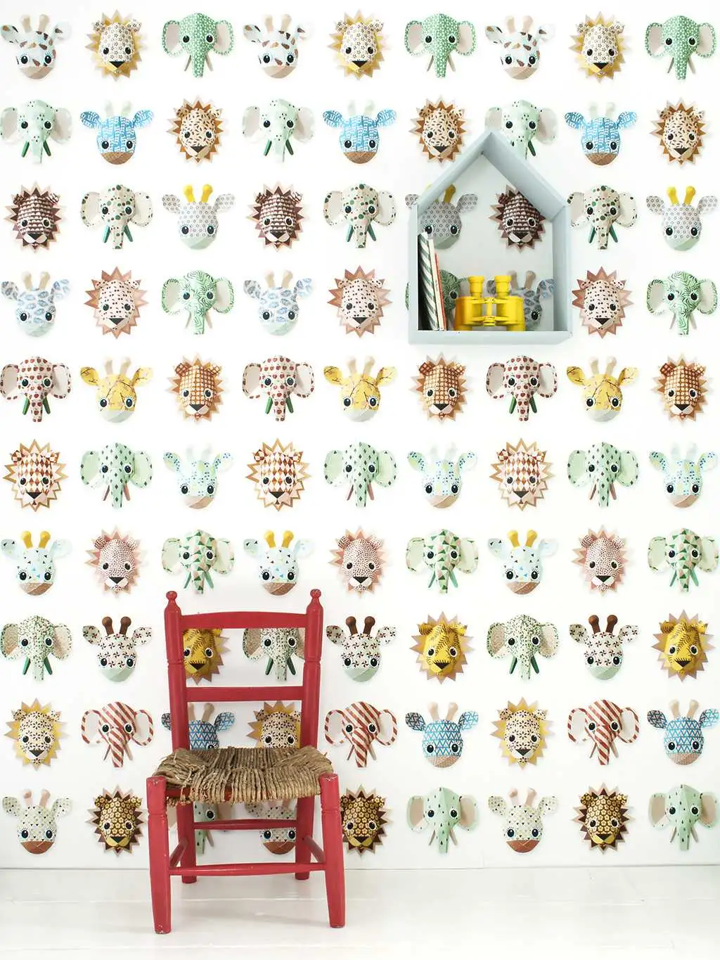 Wilde Tiere, süß - Tier Tapeten - Multicolor - Weiß - StudioDitte