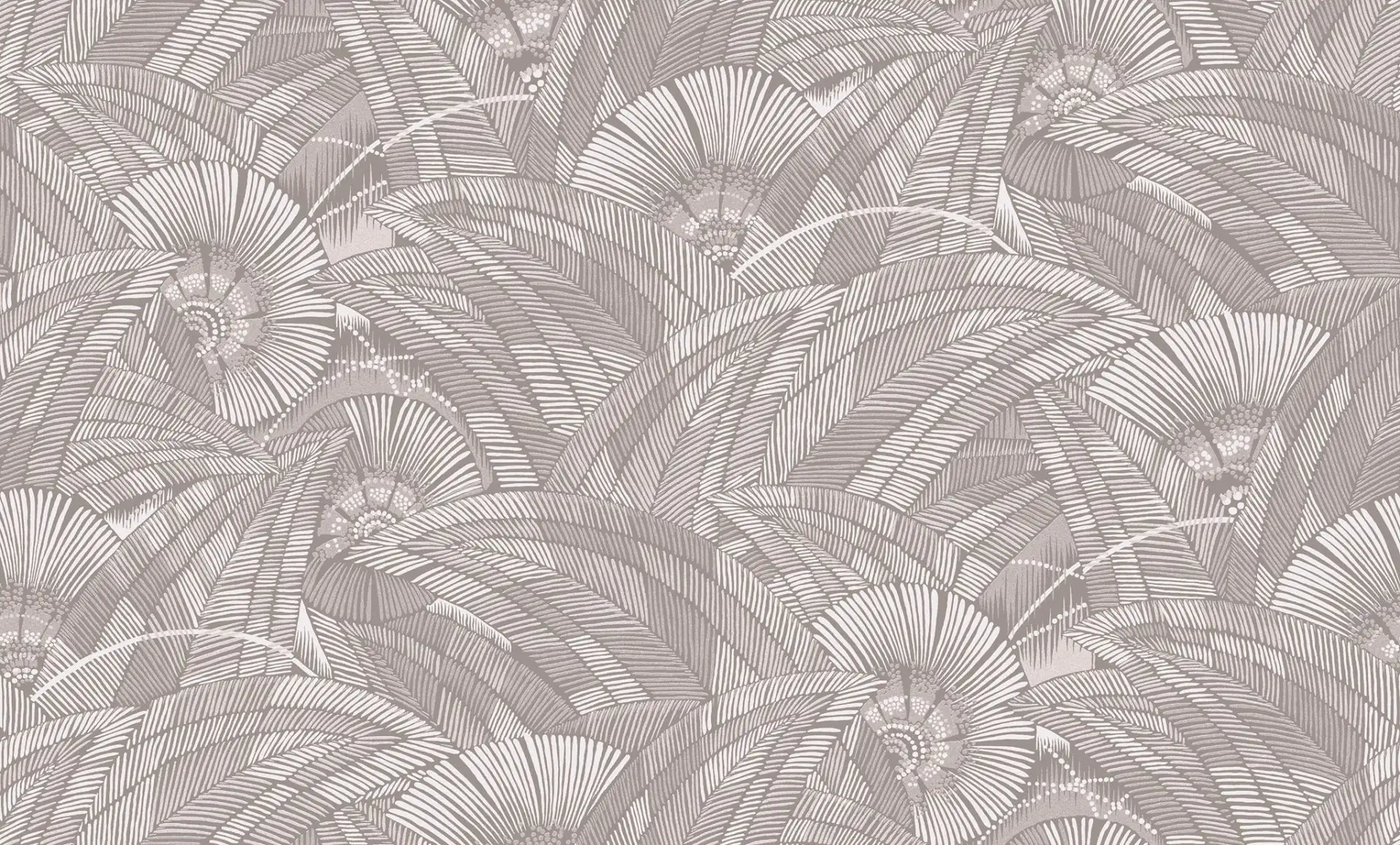 Bali Desert - Blätter - Creme - Silber - Weiß - Masureel