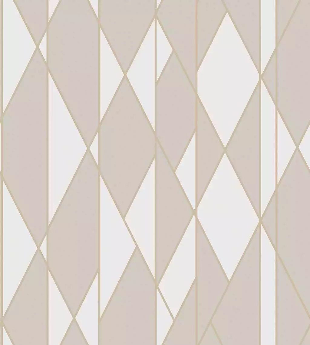 Oblique, col. 07 - Dreiecke - Grafische Muster - Creme - Gold - Hellbraun - Cole & Son