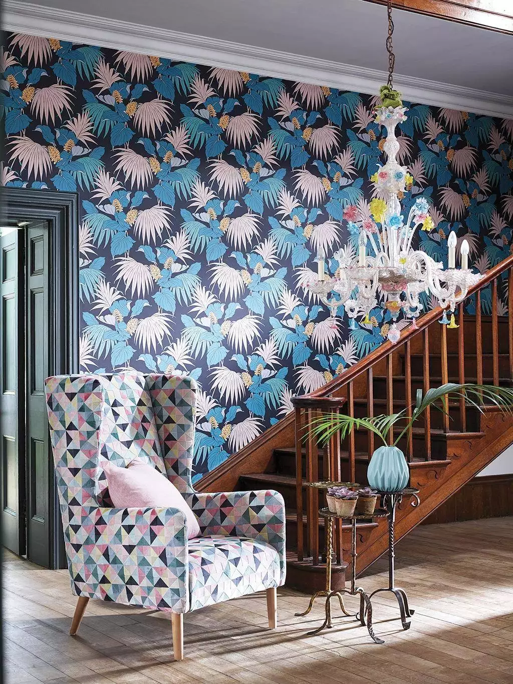 Vernazza, col. 1 - Blumen - Blätter - Blau - Schwarz - Türkis - Osborne & Little