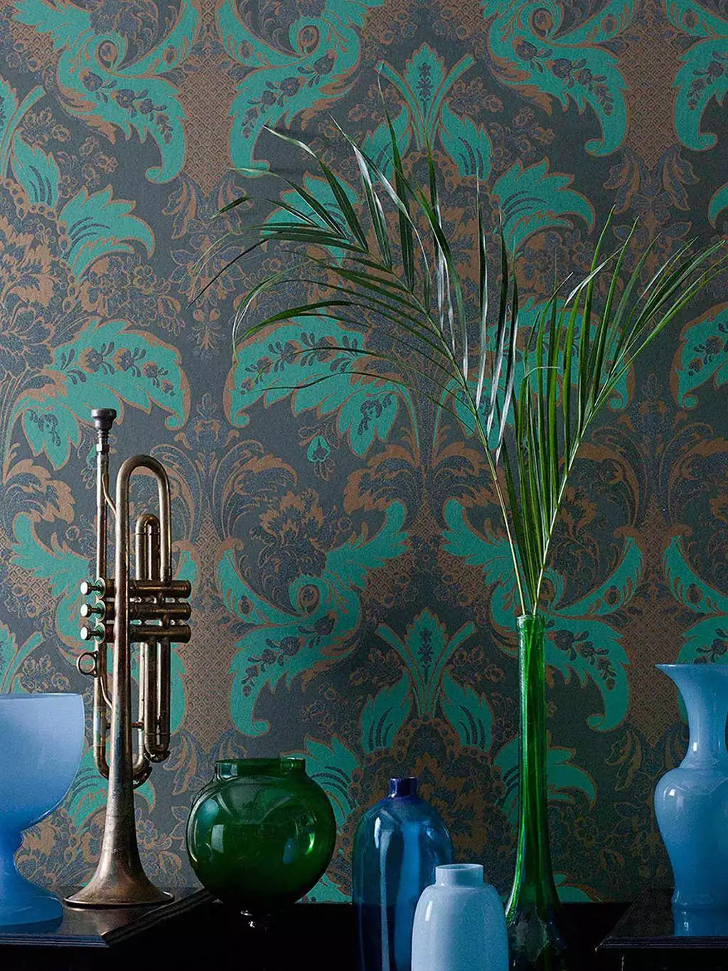 Aldwych - Ornamente Tapeten - Gold - Grün - Olive - Silber! - Cole & Son