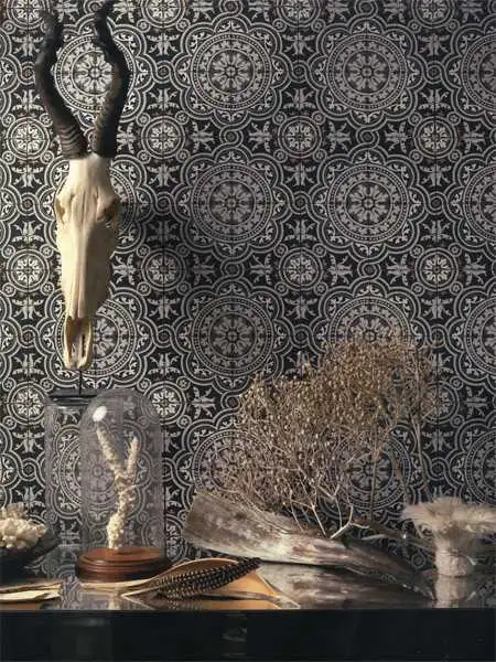 Piccadilly, col.05 - Fliesen - Kachel &amp - Ornamente Tapeten - Gold - Schwarz - Weiß - Cole & Son