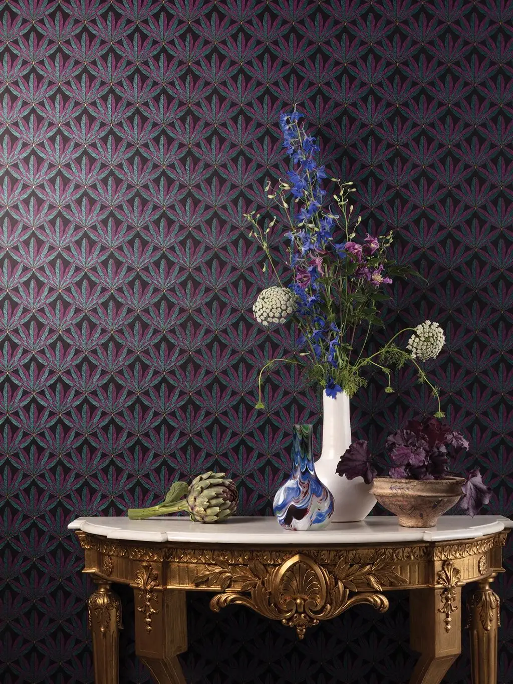 Plume, Veridian - Blätter - Gelb - Lila - Schwarz - Türkis - Masureel