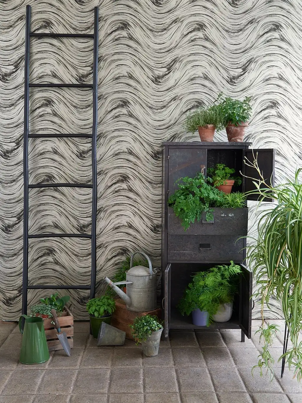 Agata, charcoal/gold - Wellen - Anthrazit - Gold - Clarke & Clarke