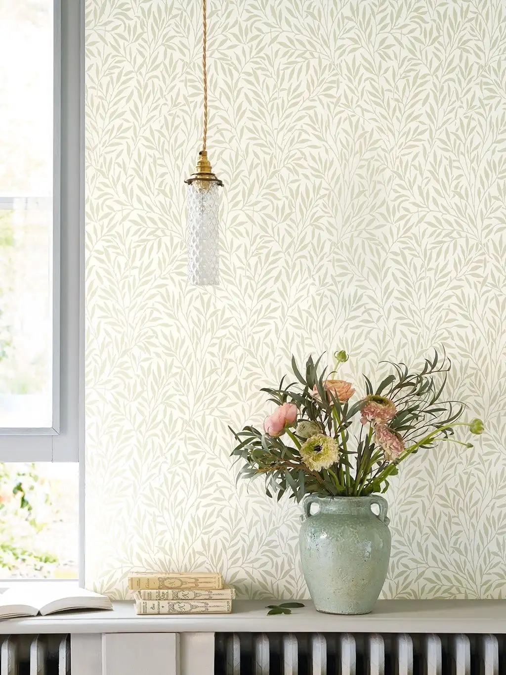 Willow arts , col. 02 - Blätter - Creme - Hellgrün - Casadeco