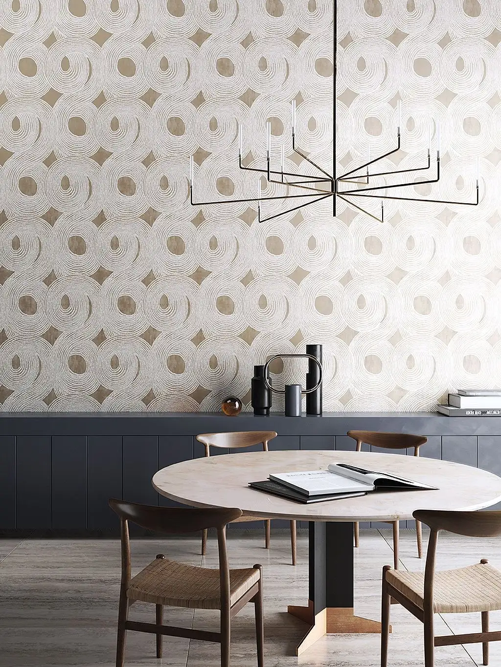 Ohin Desert - Kreise - Creme - Silber - Masureel