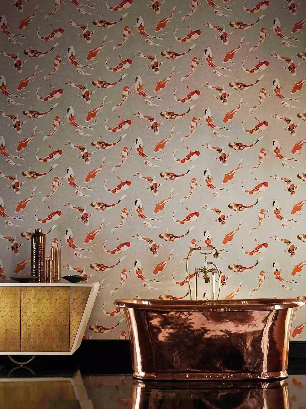 Kamal, col.03 - Fische - Orange - Perlmutt - Silber! - Sanderson 