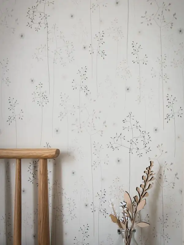 Meadow Grass Wallpaper in Oatmeal & Blush