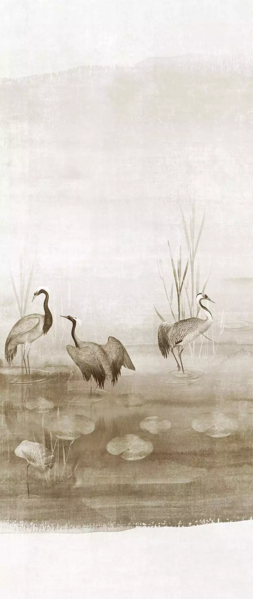 Waterside Sand, Bahn 3 - Blätter - Landschaft - Tapeten mit Vogelmotiven - Tier Tapeten - Braun - Creme - Masureel