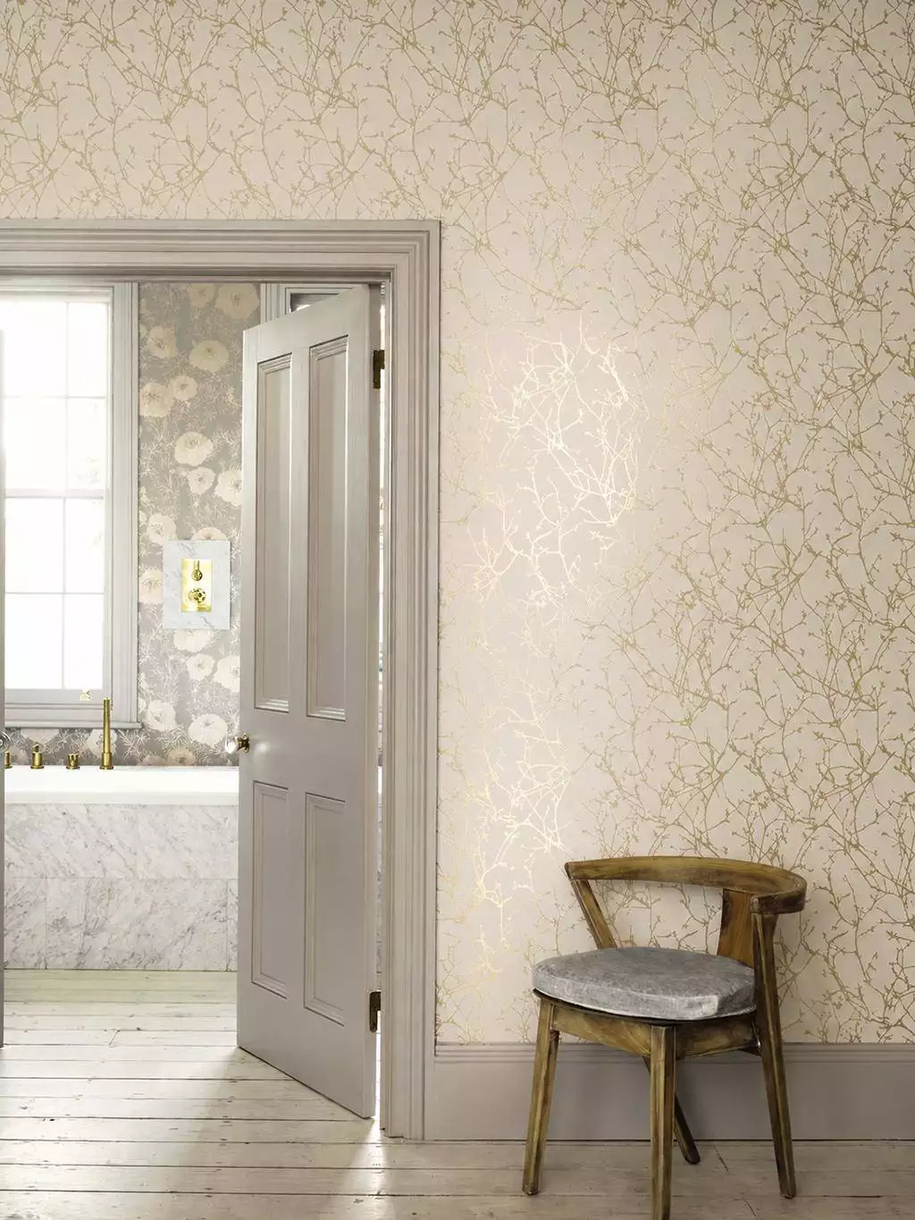 Arbor, col. 02 - Äste - Creme - Gold - ROMO