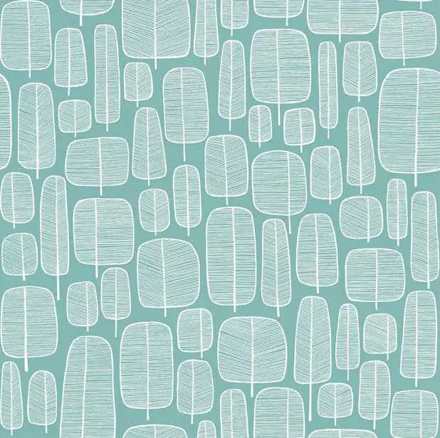 Little Trees, col.03 - 20-50er - Blätter - Türkis - Weiß - MissPrint