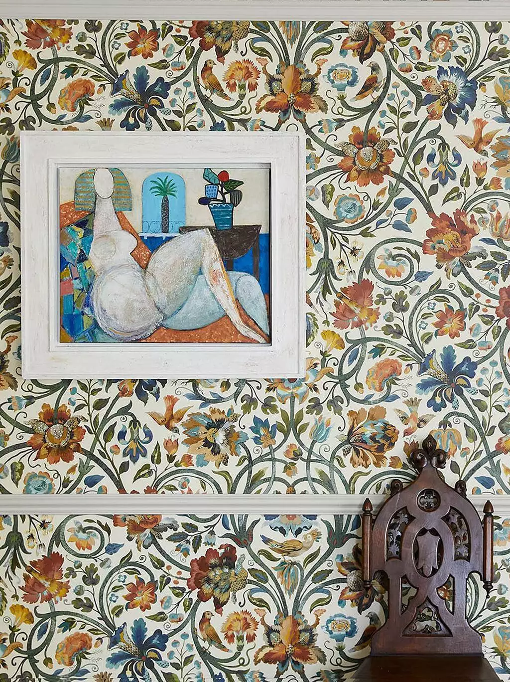 Gaia Wallpaper - Ecru - Blumen - Blätter - Fauna - Florale Muster - Klassische Muster - Tiere - Vögel - Multicolor - House of Hackney